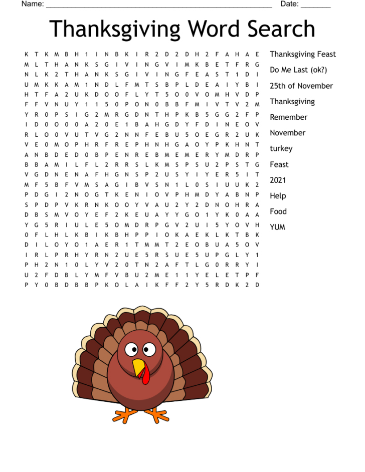Thanksgiving 2025 Word Search