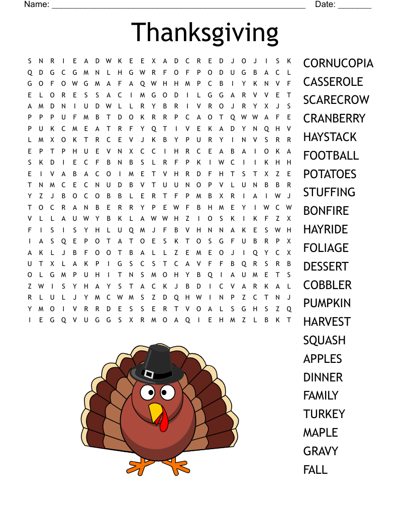 Thanksgiving Word Search - Wordmint pertaining to Word Search Puzzle Thanksgiving
