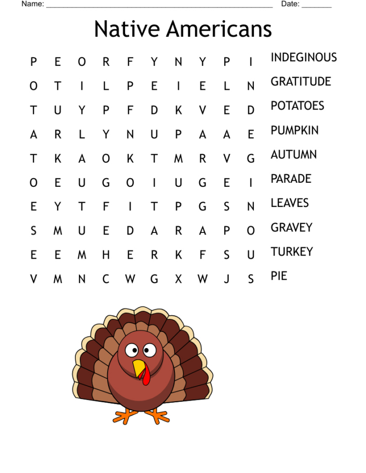 Thanksgiving Word Searches Easy