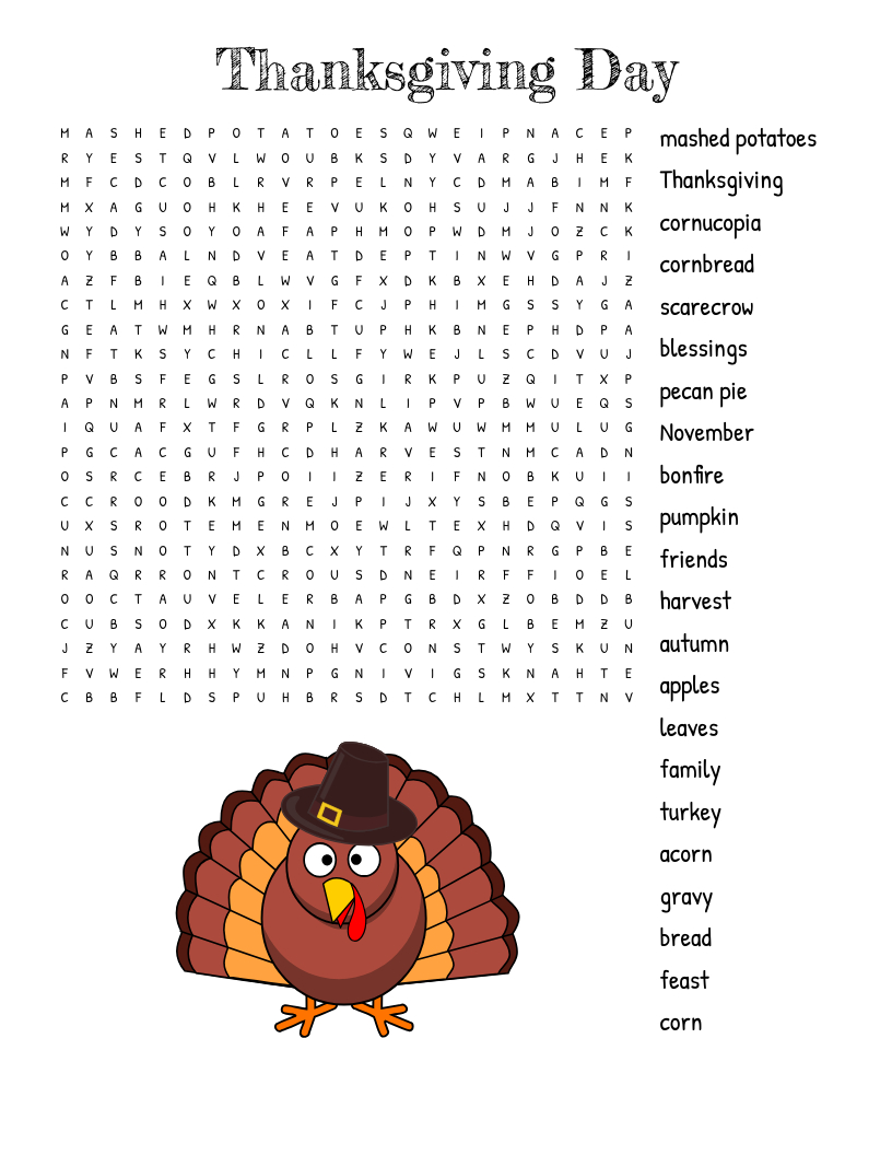 Thanksgiving Word Search - Wordmint with regard to Word Search Easy Thanksgiving Theme