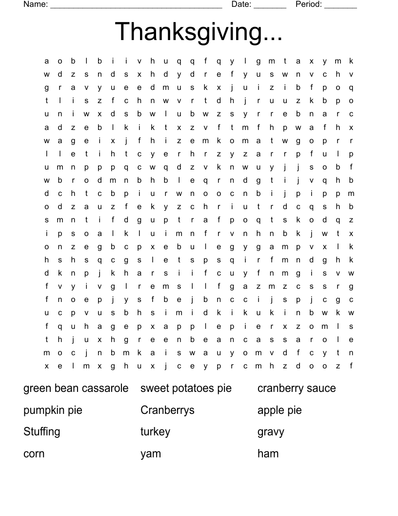 Thanksgiving Word Search - Wordmint with Thanksgiving Science Word Search