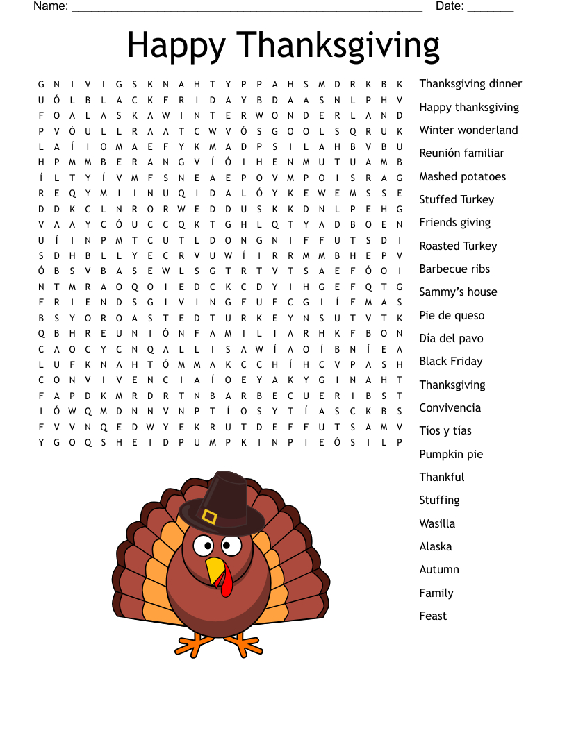 Thanksgiving Word Search - Wordmint within Happy Thanksgiving Word Search For Kids