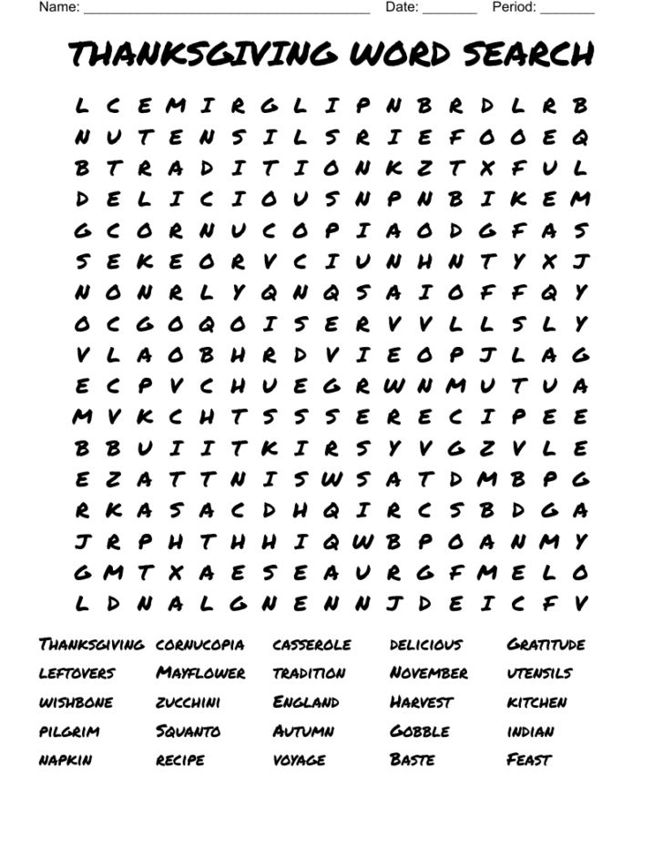 Thanksgiving Word Search and Crossword Thanksgiving Word Search and Crossword