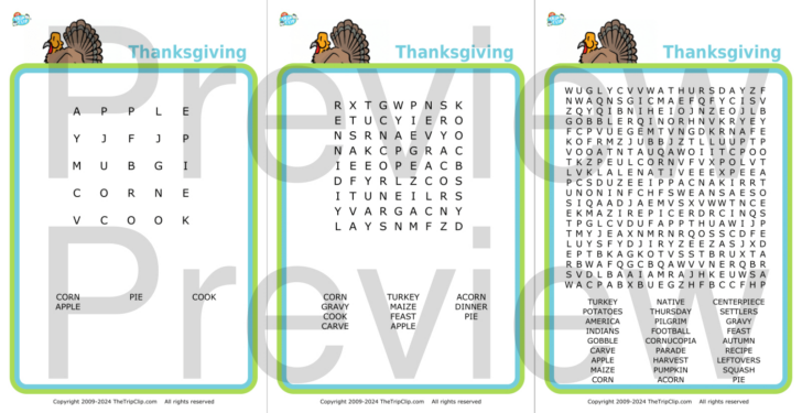 Tpt Thanksgiving Word Search