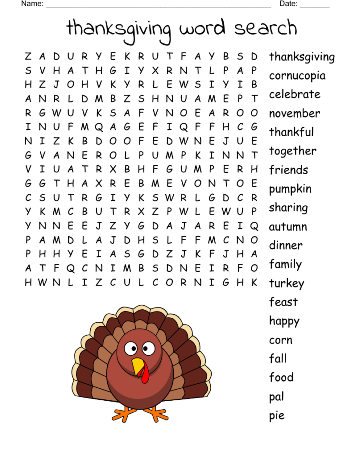 A Charlie Brown Thanksgiving Word Search