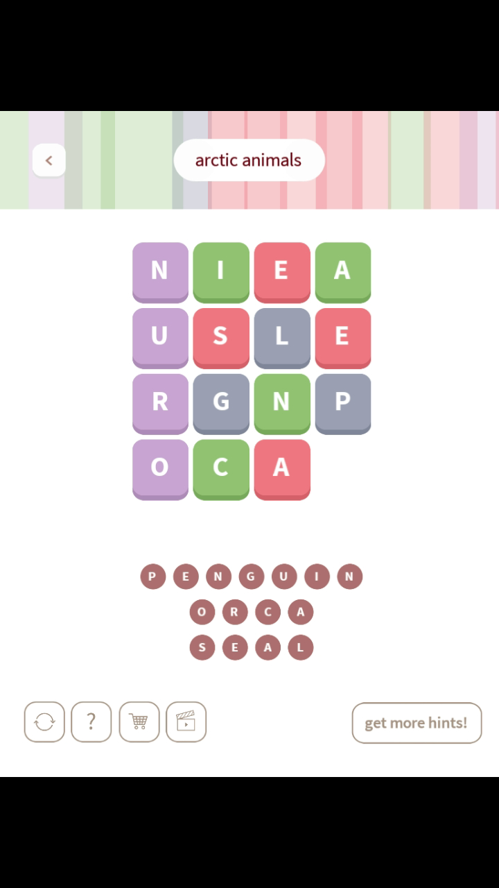 Word Whizzle Daily April 7, 2018 Arctic Animals Penguin Orca Seal in Thanksgiving Dinner Word Whizzle Search