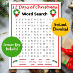 12 Days Of Christmas Word Search | Christmas Word Search   Etsy With Regard To 12 Days Of Christmas Word Search Answer Key