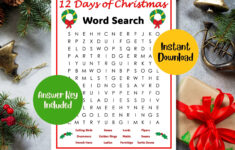 12 Days Of Christmas Word Search | Christmas Word Search - Etsy with regard to 12 Days of Christmas Word Search Answer Key