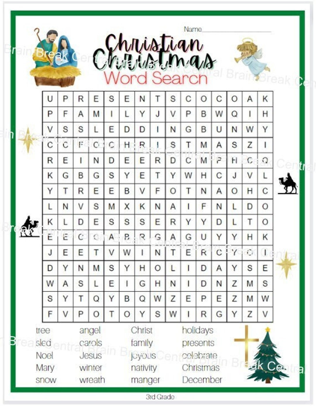 3Rd Grade Christian Christmas Word Search With Answer Key regarding Christmas Word Search For 3rd Graders