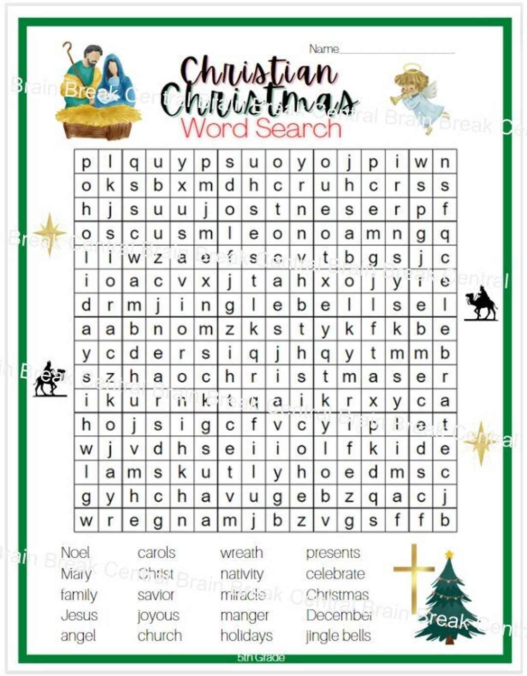 5. Klasa Chrześcijańskie Wyszukiwanie Słów Na Boże Narodzenie Z Kluczem Odpowiedzi, Do Wydrukowania - Etsy Polska regarding Church Christmas Word Search