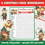 A Christmas Carol Wordsearch Printable With Answers, Fun Game Regarding Dickens A Christmas Carol Word Search