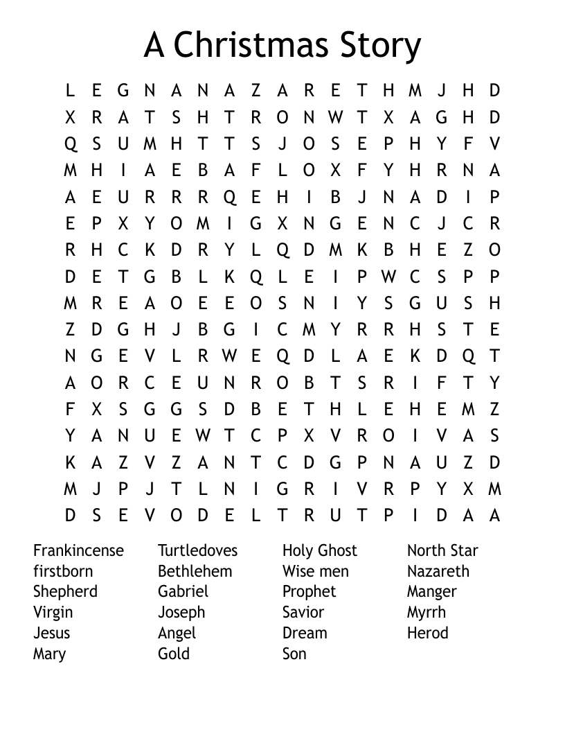 A Christmas Story Word Search - Wordmint regarding A Christmas Story Word Search