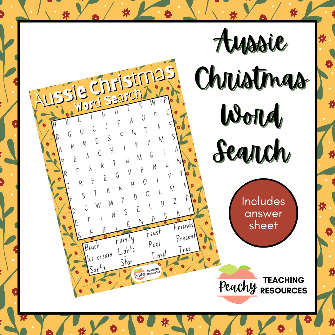 Aussie Christmas Word Search - Australian Teachers Marketplace pertaining to Australian Christmas Word Search
