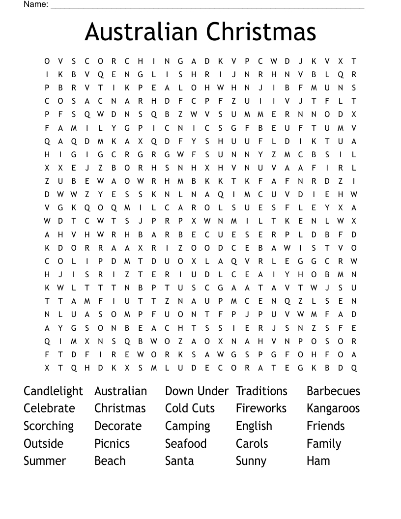 Australian Christmas Word Search - Wordmint regarding Australian Christmas Word Search