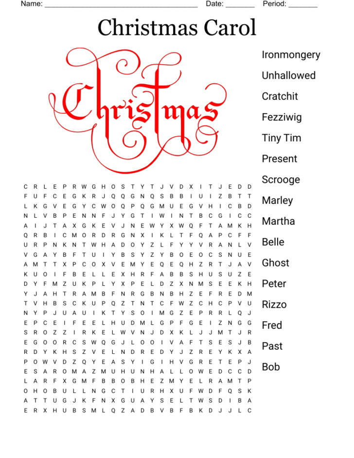 A Christmas Carol Word Search A Christmas Carol Word Search