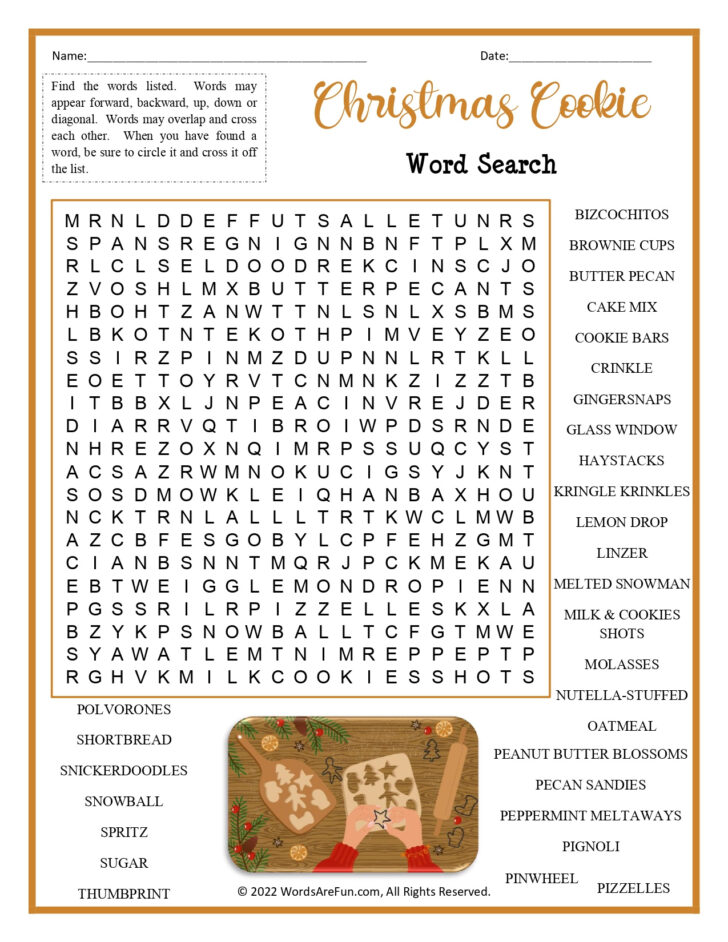 Baking Christmas Cookies Word Search Baking Christmas Cookies Word Search