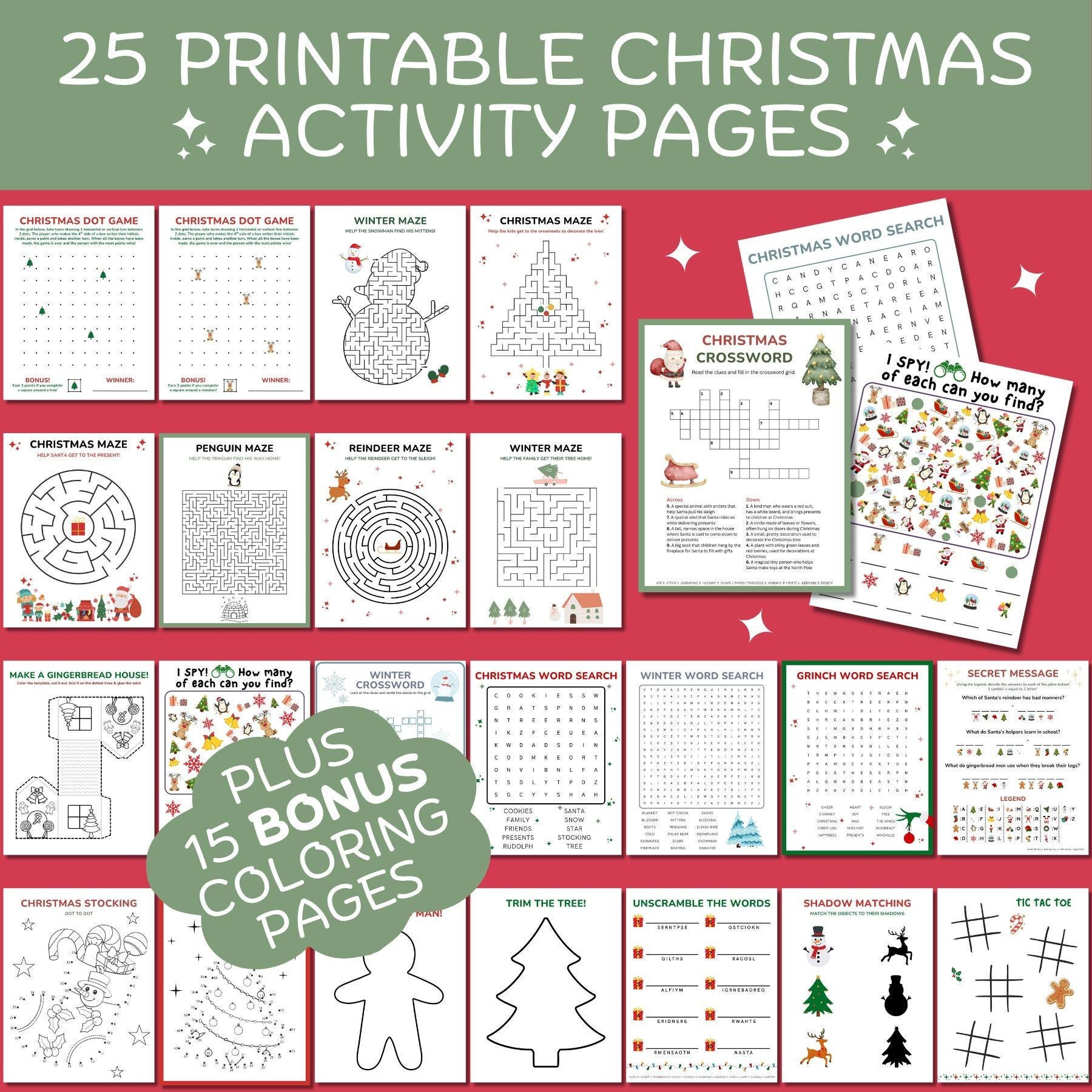Christmas Crossword Puzzles For Adults - Etsy pertaining to Activity Village Christmas Word Search