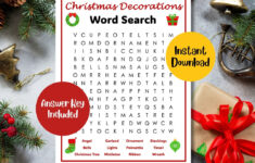 Christmas Decorations Word Search | Christmas Word Search - Etsy intended for Christmas Ornament Word Search