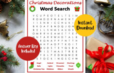 Christmas Decorations Word Search | Christmas Word Search - Etsy pertaining to Christmas Decoration Word Search Answers