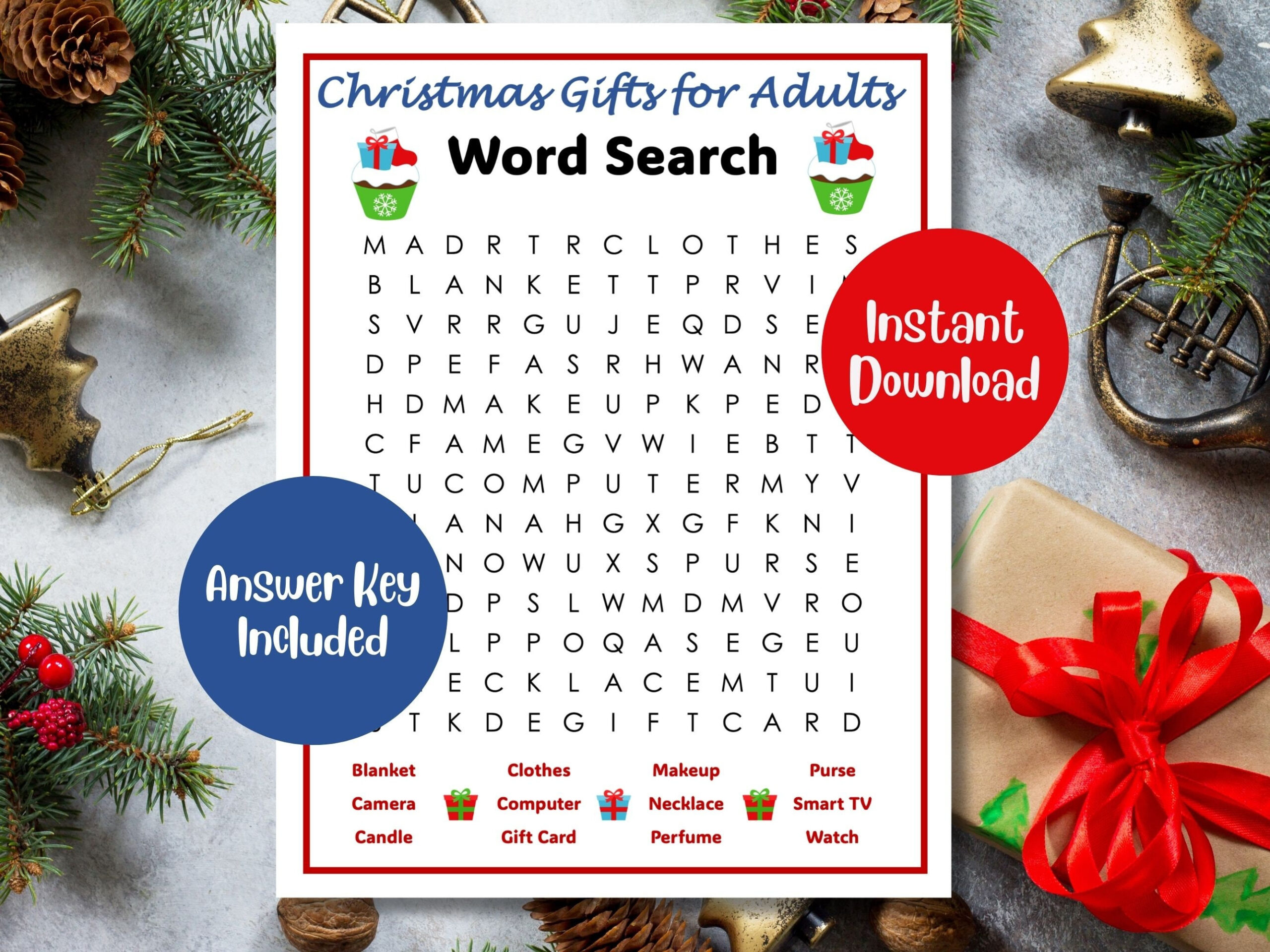 Christmas Gifts For Adults Word Search | Christmas Word Search - Etsy in Christmas Gift Ideas Word Search
