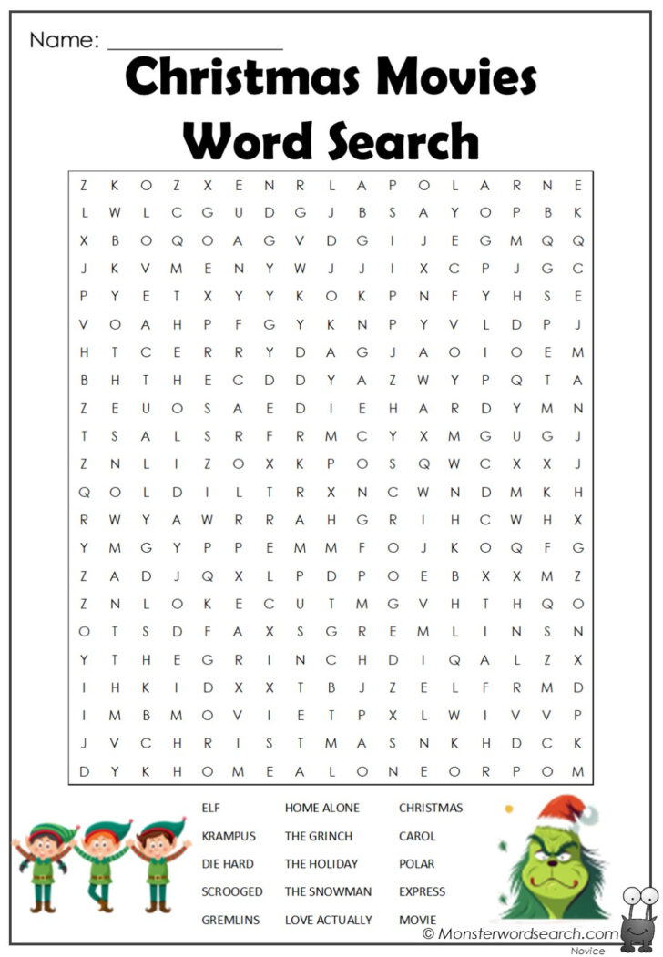 Christmas Movies Word Search Christmas Movies Word Search