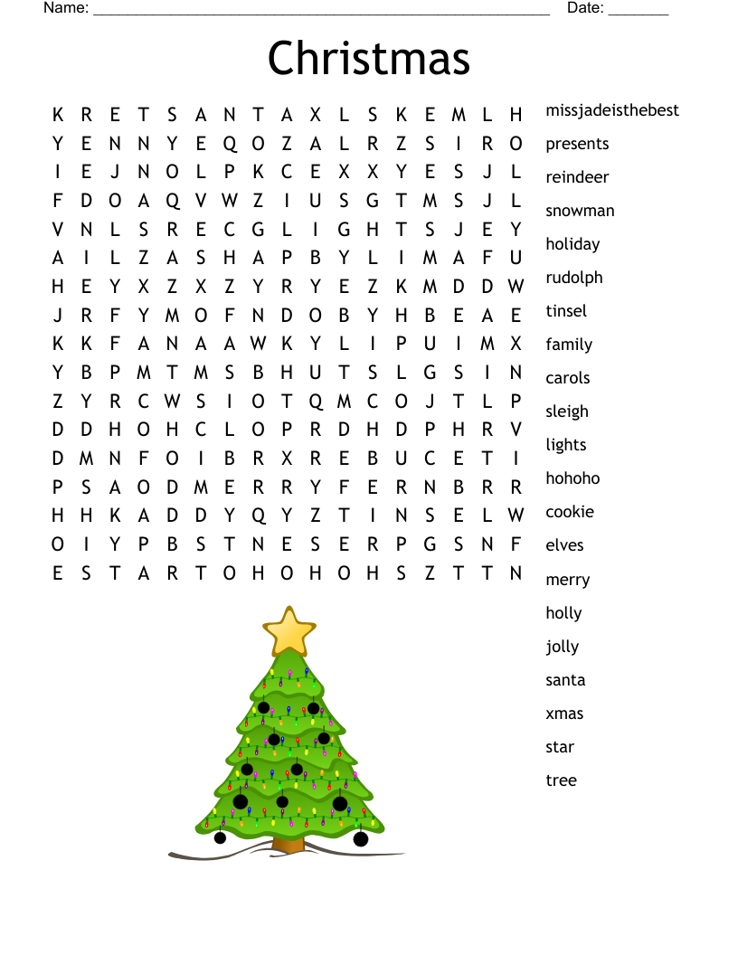 Christmas Movies Word Search - Wordmint for Christmas Word Search With Pictures
