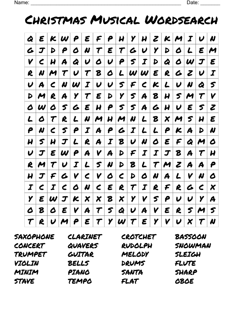 Christmas Musical Wordsearch - Wordmint with Christmas Songs Word Search