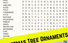 Christmas Tree Ornaments Word Search pertaining to Christmas Ornament Word Search