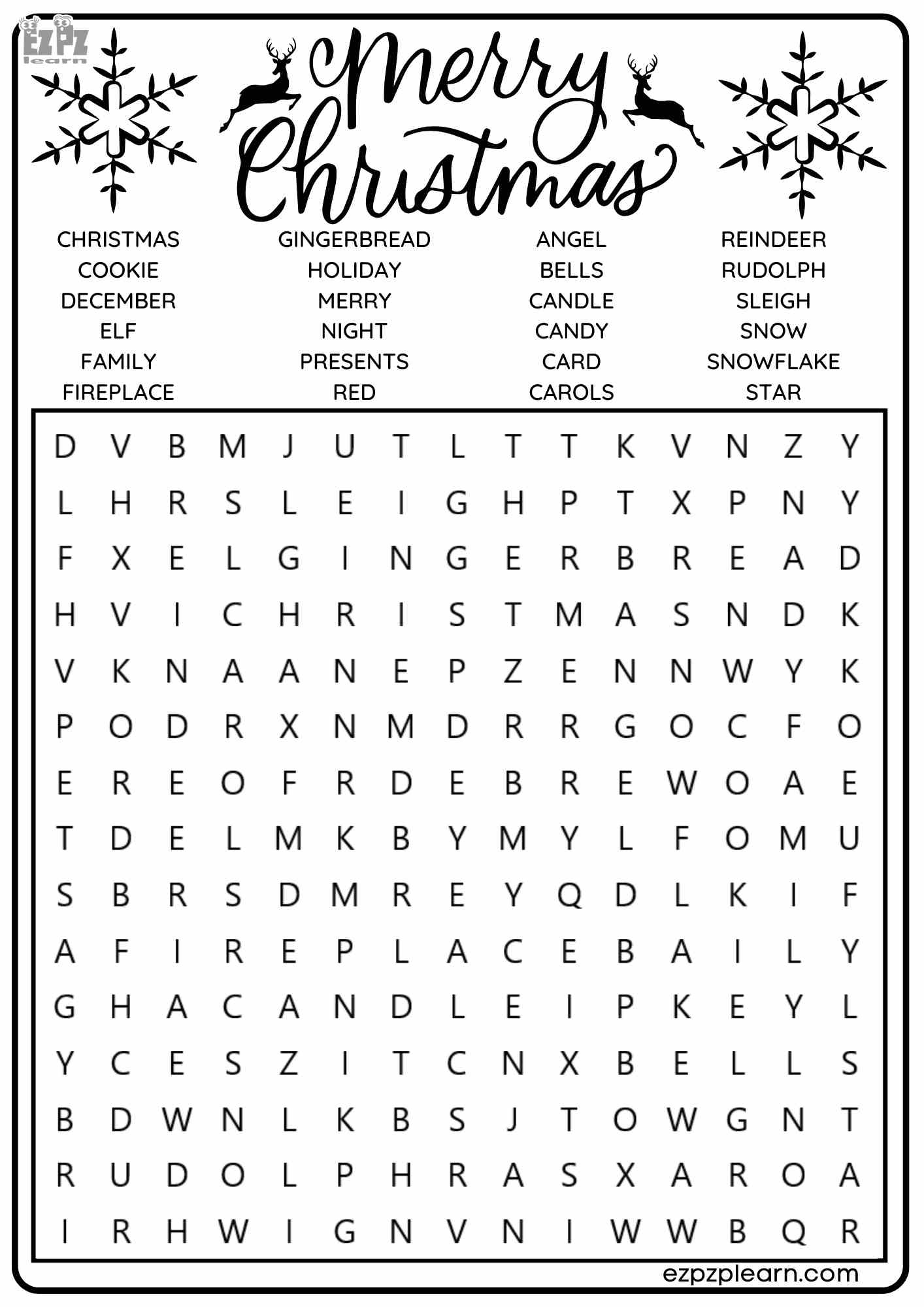 Christmas Vocabulary Word Search Activity 24 Words Great For Esl regarding Esl Christmas Word Search