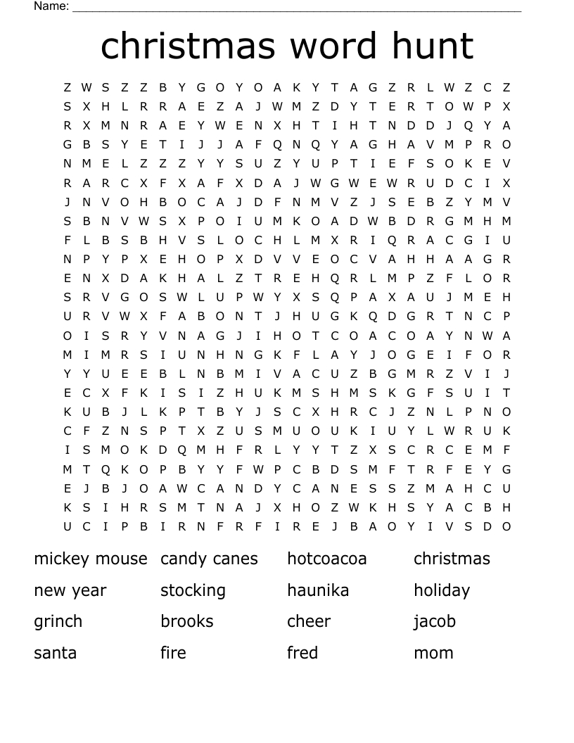 Christmas Word Hunt Word Search - Wordmint pertaining to Holiday Hunt Christmas Edition Word Search