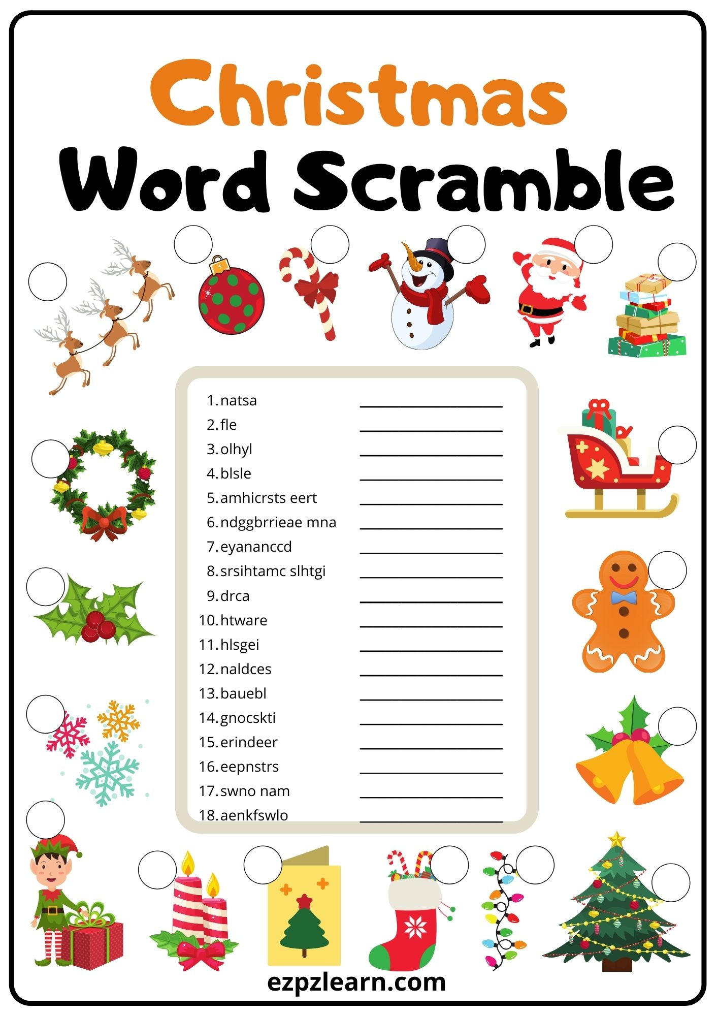 Christmas Word Scramble 2 - Ezpzlearn within Christmas Interactive Word Search