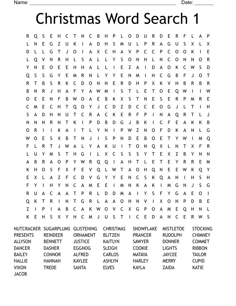 Christmas Word Search 1 - Wordmint within Christmas Word Search 1