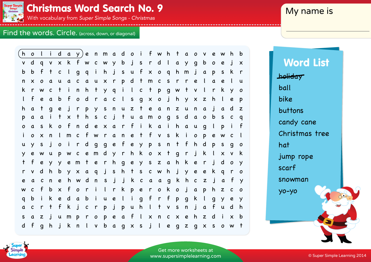 Christmas - Word Search #9 - Super Simple with regard to Super Teacher Worksheets Merry Christmas Word Search Answers