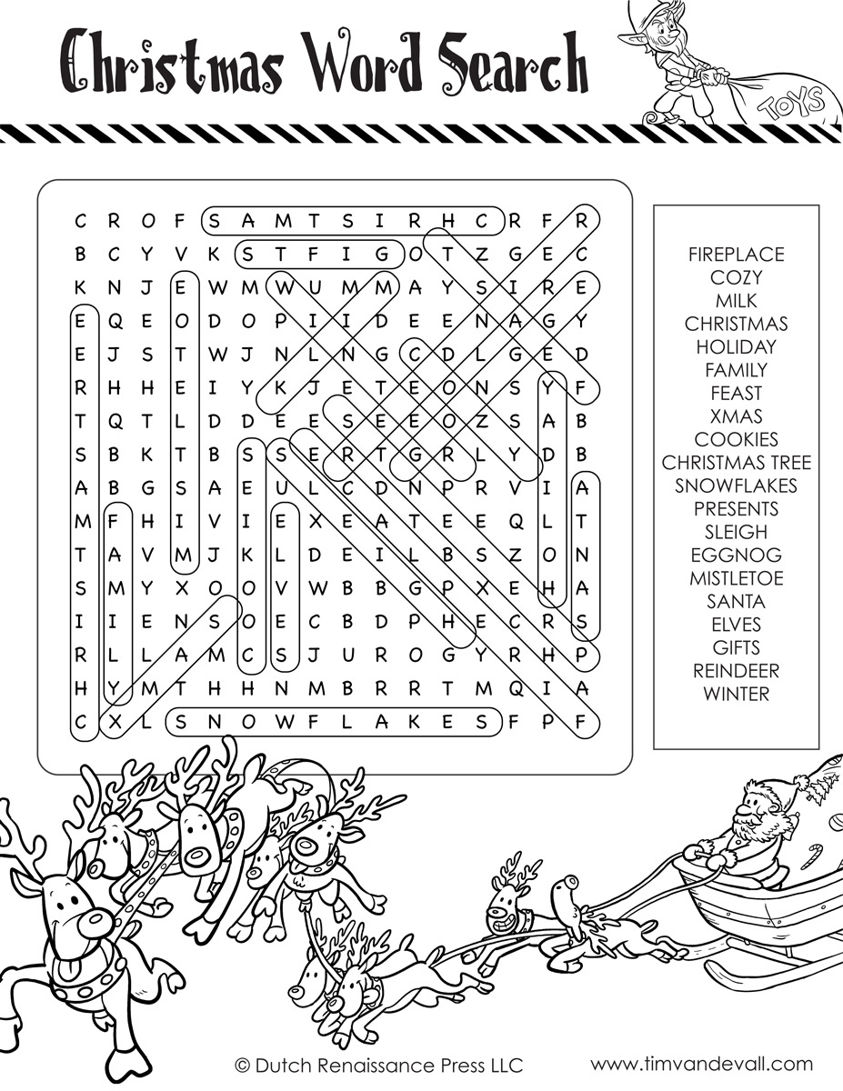 Christmas-Word-Search-Black-And-White-Solution - Tim'S Printables intended for Christmas Word Search Black and White