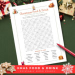 Christmas Word Search, Christmas Food & Drink Game, Holiday Word Intended For Christmas Food Word Search Printable