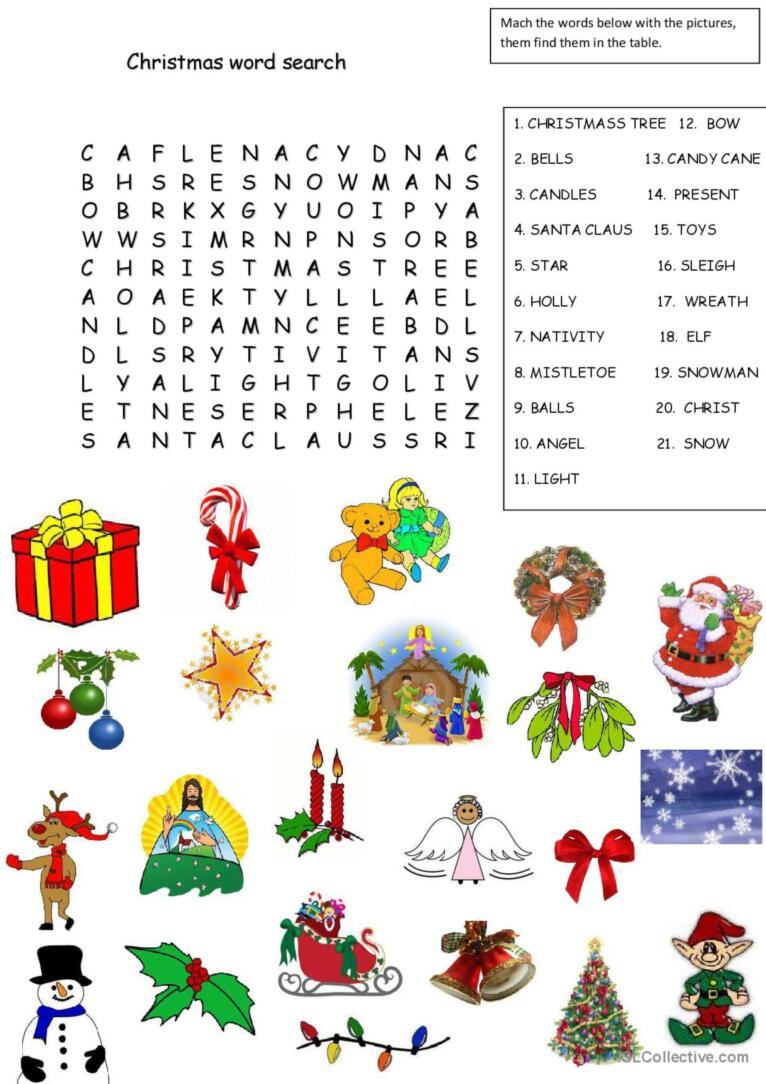 Christmas Word Search: English Esl Worksheets Pdf & Doc with English Christmas Word Search