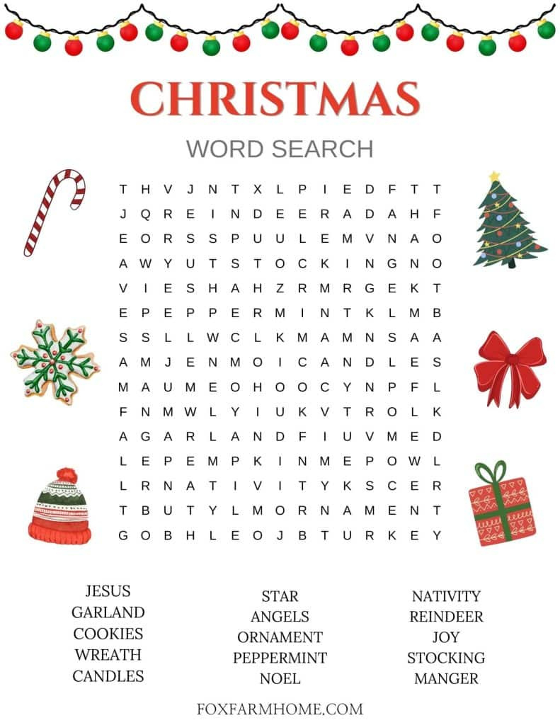 Christmas Word Search For Kids - Fox Farm Home with Christmas Word Search 1