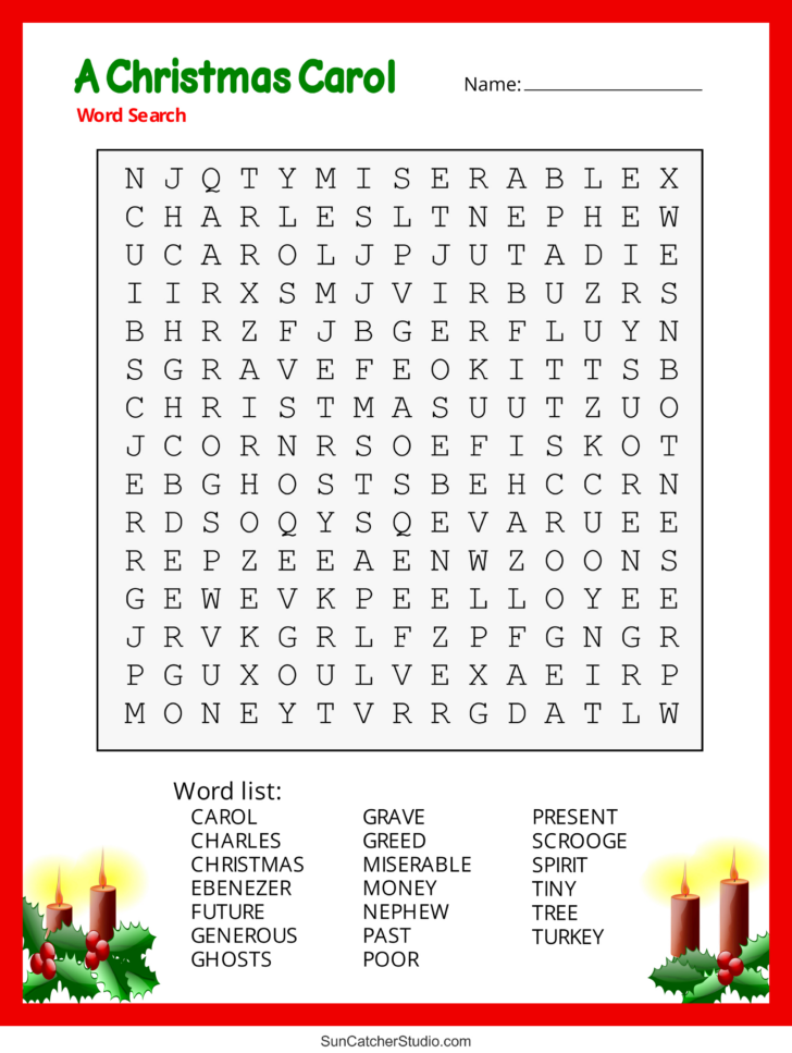 A Christmas Carol Vocabulary Word Search A Christmas Carol Vocabulary Word Search