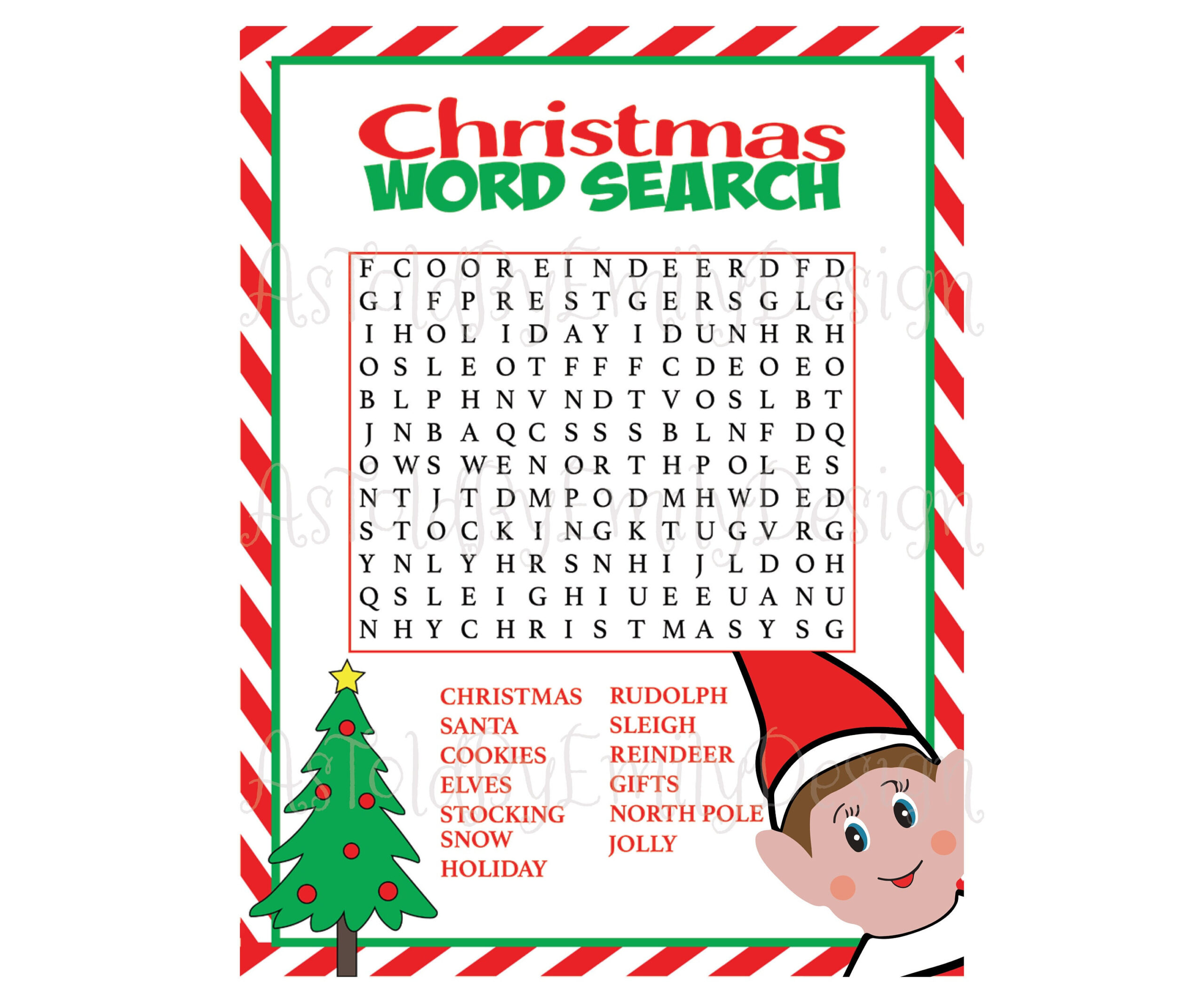 Christmas Word Search From Your Elf Digital Download Printable - Etsy within Christmas Elf Word Search