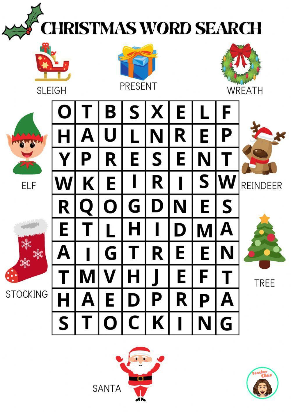 Christmas Word Search Interactive Worksheet - Worksheets Library with Interactive Christmas Word Search