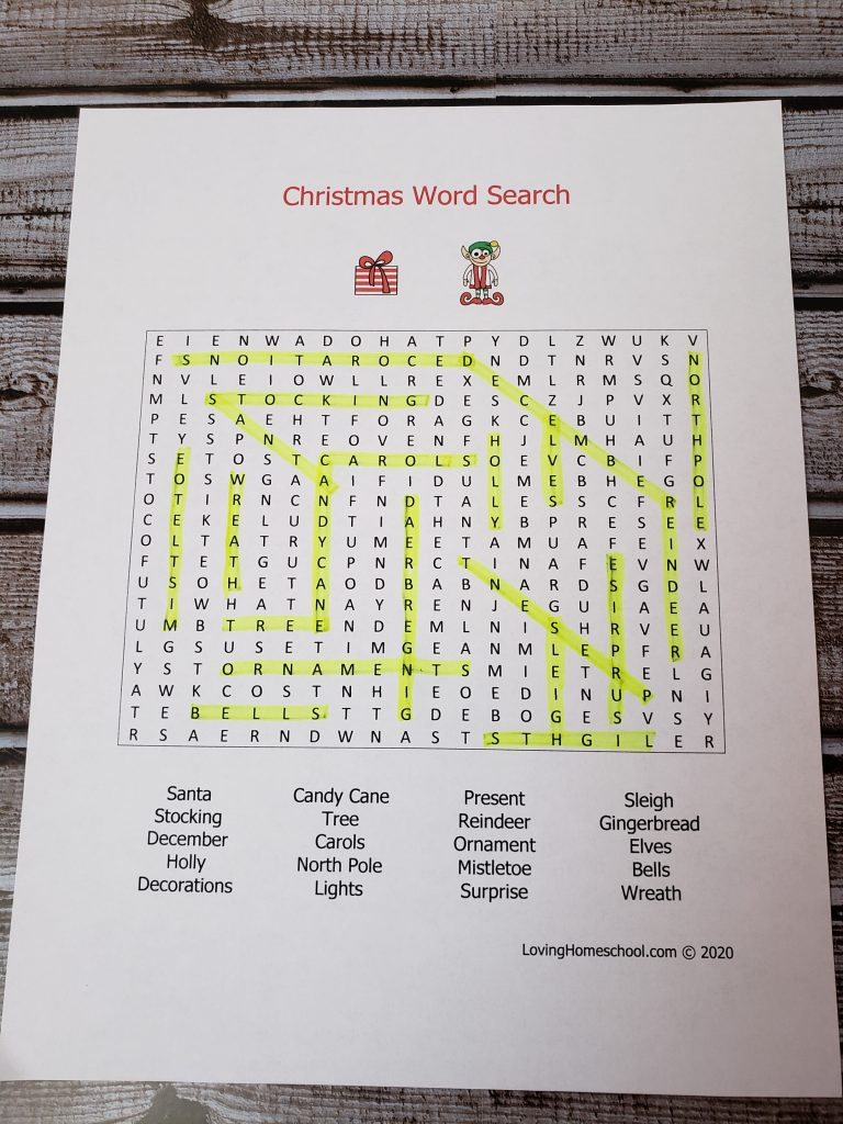 Christmas Word Search - Lovinghomeschool with regard to Getting Ready For Christmas Word Search Answers