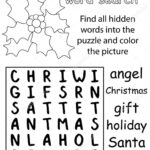 Christmas Word Search Puzzle For Kids Black And White Version With Throughout Christmas Coloring Word Search