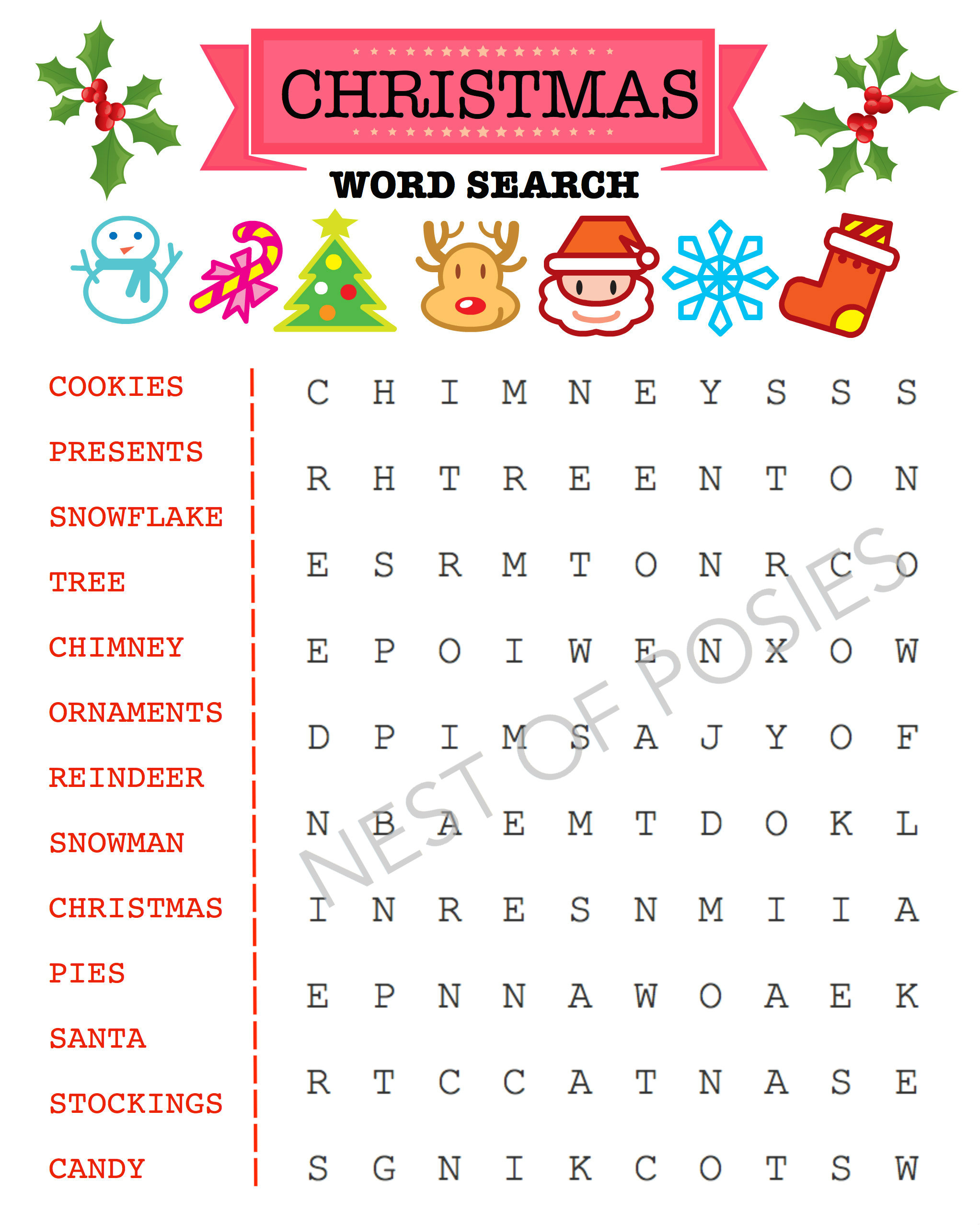 Christmas Word Search Puzzle Printable Logo - Nest Of Posies within Christmas Word Searches And Crosswords