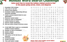 Christmas Word Search – The Tomahawk in Christmas Challenge Word Search Answer Key