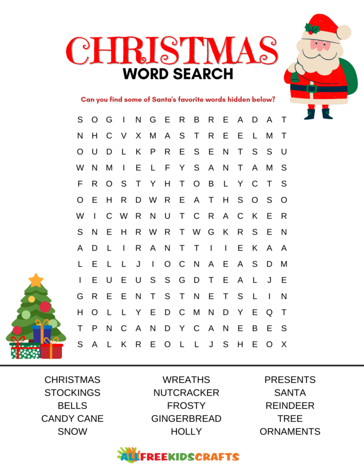 Answers to Christmas Word Search