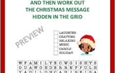 Christmas Word Search With Hidden Message • Teacha! – Worksheets with Christmas Word Search With Hidden Message