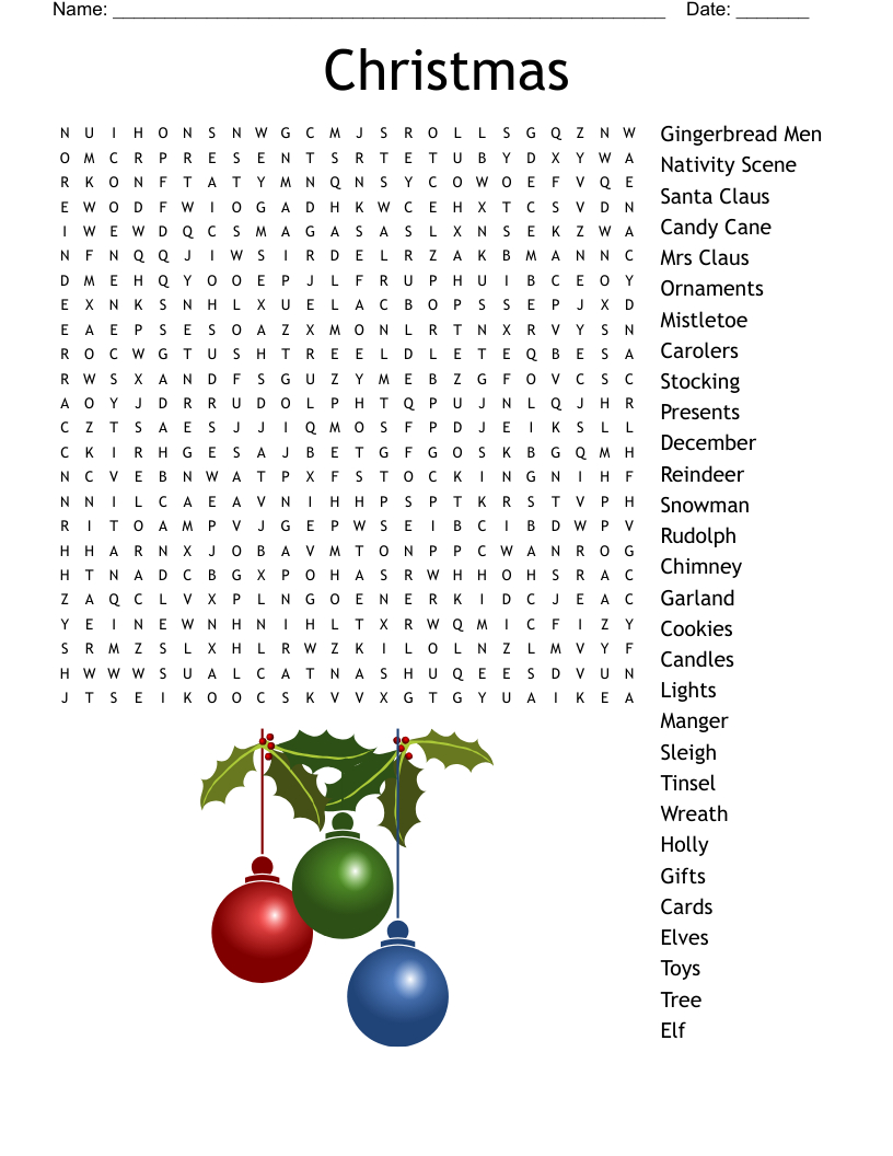 Christmas Word Search - Wordmint for Answers To Christmas Word Search