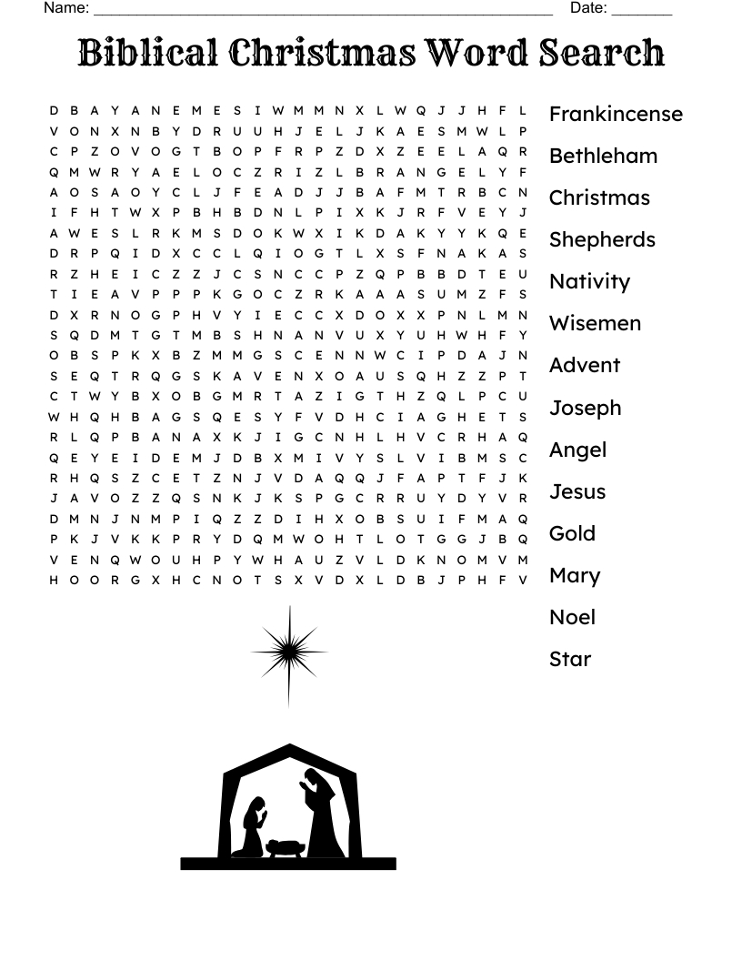Christmas Word Search - Wordmint in Christian Christmas Word Search Puzzles Printable