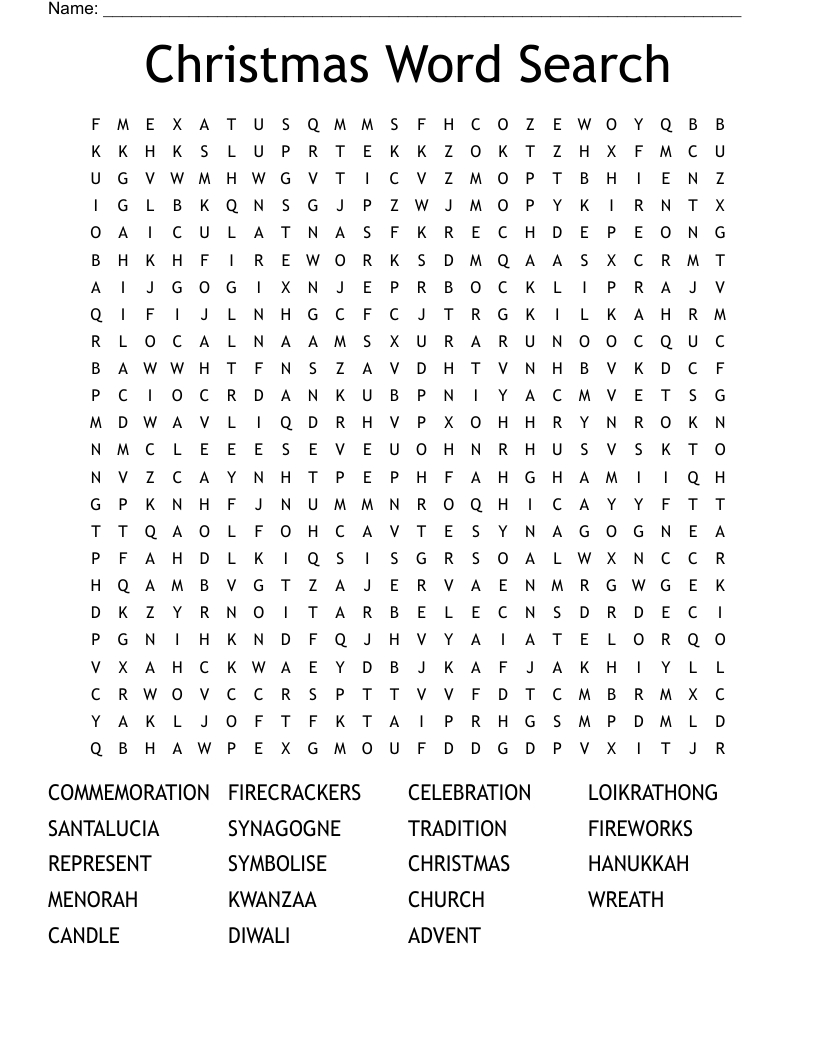 Christmas Word Search - Wordmint pertaining to Christmas Word Search Church
