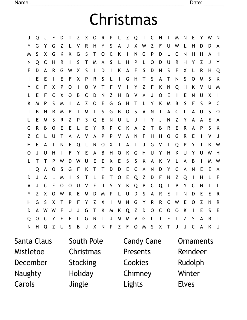 Christmas Word Search - Wordmint regarding Christmas Word Search Resuelto